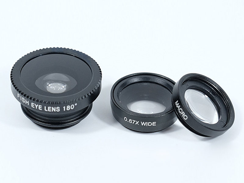 Three in one mobile phone lens set 180 degree fisheye wide-angle 0.67X macro universal external lens SLR effects